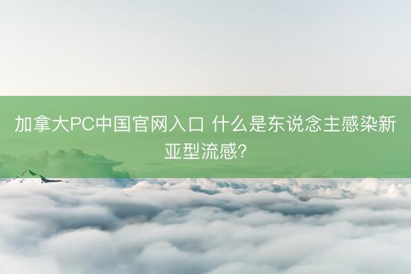 加拿大PC中国官网入口 什么是东说念主感染新亚型流感？