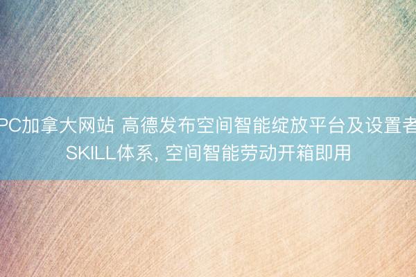 PC加拿大网站 高德发布空间智能绽放平台及设置者SKILL体系， 空间智能劳动开箱即用