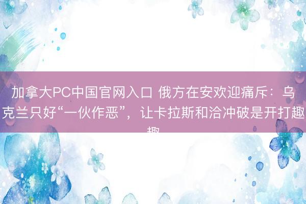 加拿大PC中国官网入口 俄方在安欢迎痛斥：乌克兰只好“一伙作恶”，让卡拉斯和洽冲破是开打趣