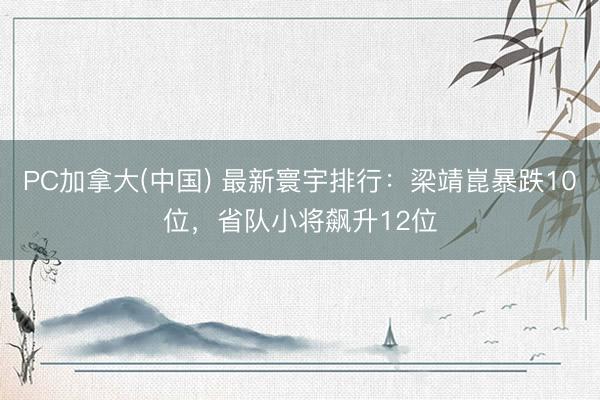 PC加拿大(中国) 最新寰宇排行：梁靖崑暴跌10位，省队小将飙升12位