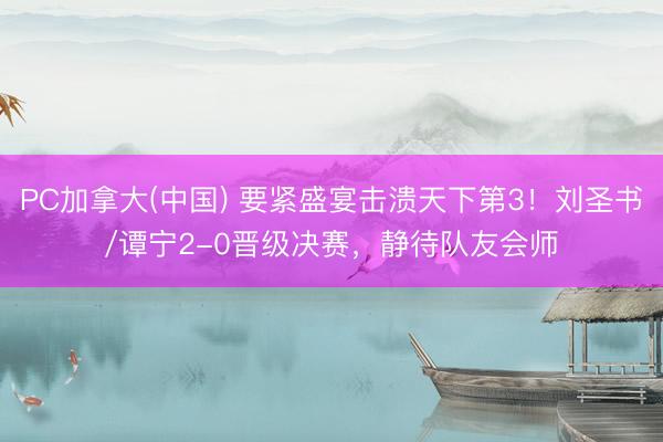 PC加拿大(中国) 要紧盛宴击溃天下第3！刘圣书/谭宁2-0晋级决赛，静待队友会师