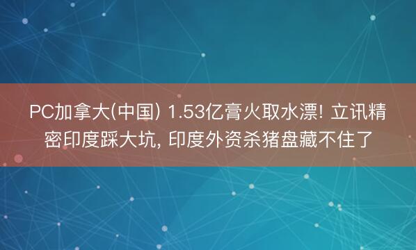 PC加拿大(中国) 1.53亿膏火取水漂! 立讯精密印度踩大坑， 印度外资杀猪盘藏不住了