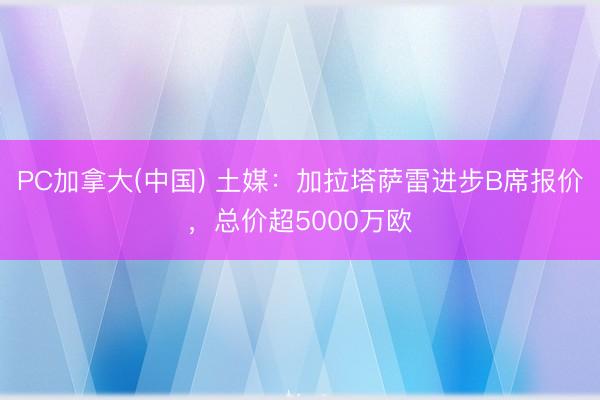 PC加拿大(中国) 土媒:加拉塔萨雷进步B席报价,总价超5000万欧