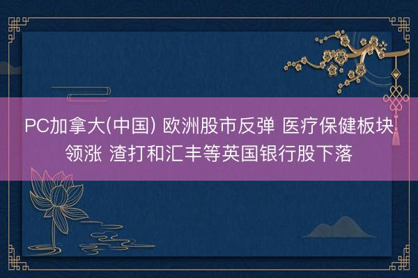 PC加拿大(中国) 欧洲股市反弹 医疗保健板块领涨 渣打和汇丰等英国银行股下落