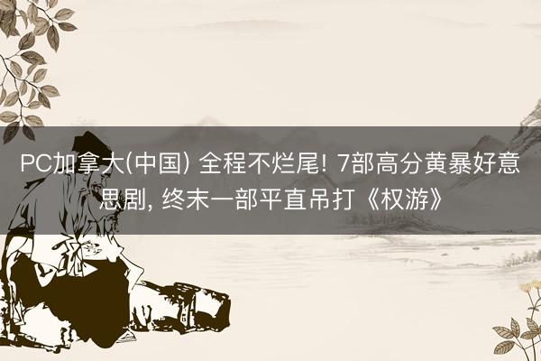 PC加拿大(中国) 全程不烂尾! 7部高分黄暴好意思剧, 终末一部平直吊打《权游》