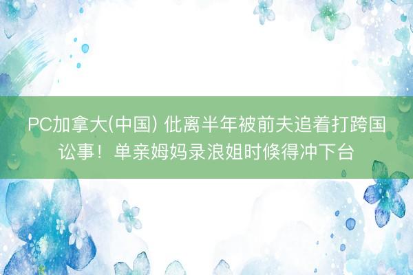 PC加拿大(中国) 仳离半年被前夫追着打跨国讼事！单亲姆妈录浪姐时倏得冲下台