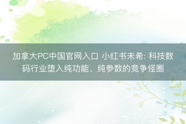 加拿大PC中国官网入口 小红书未希: 科技数码行业堕入纯功能、纯参数的竞争怪圈