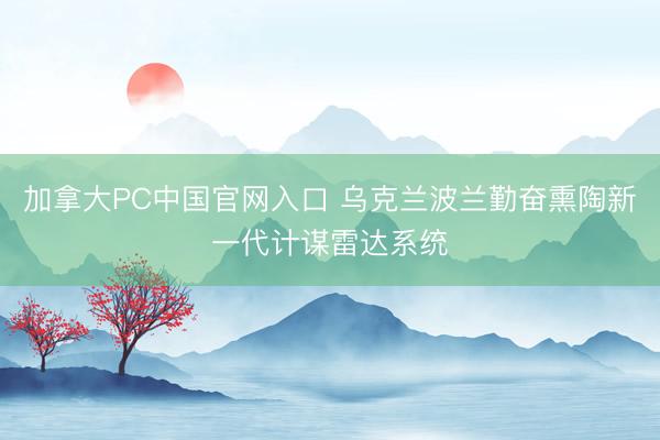 加拿大PC中国官网入口 乌克兰波兰勤奋熏陶新一代计谋雷达系统